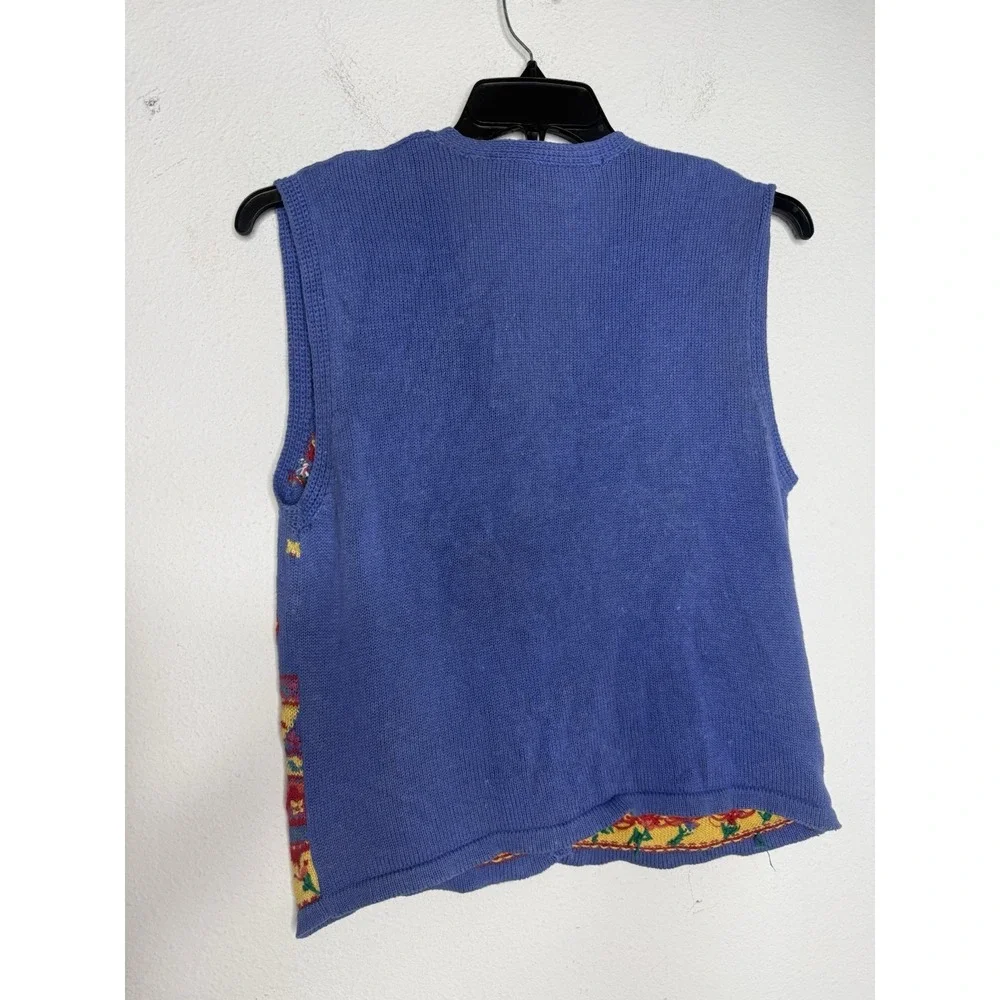 Vintage Susan Bristol Women's S Hand Embroidered Floral Rainbow Vest Teacher